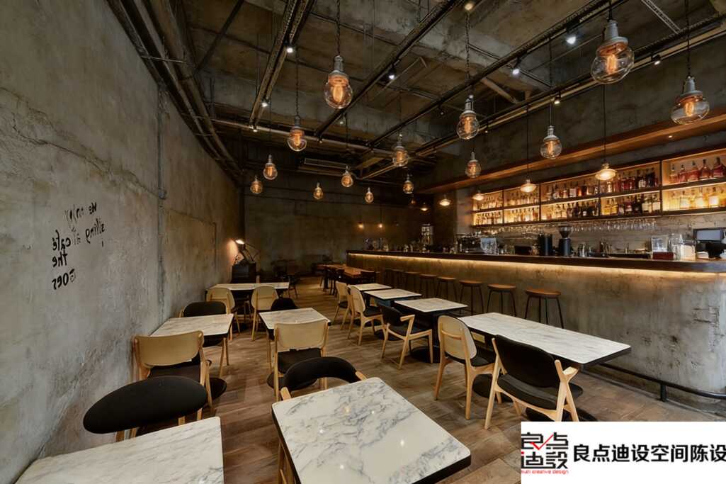 水泥墙+复古灯!这家咖啡店把工业风装修软装设计玩出高级温馨感，想照搬!